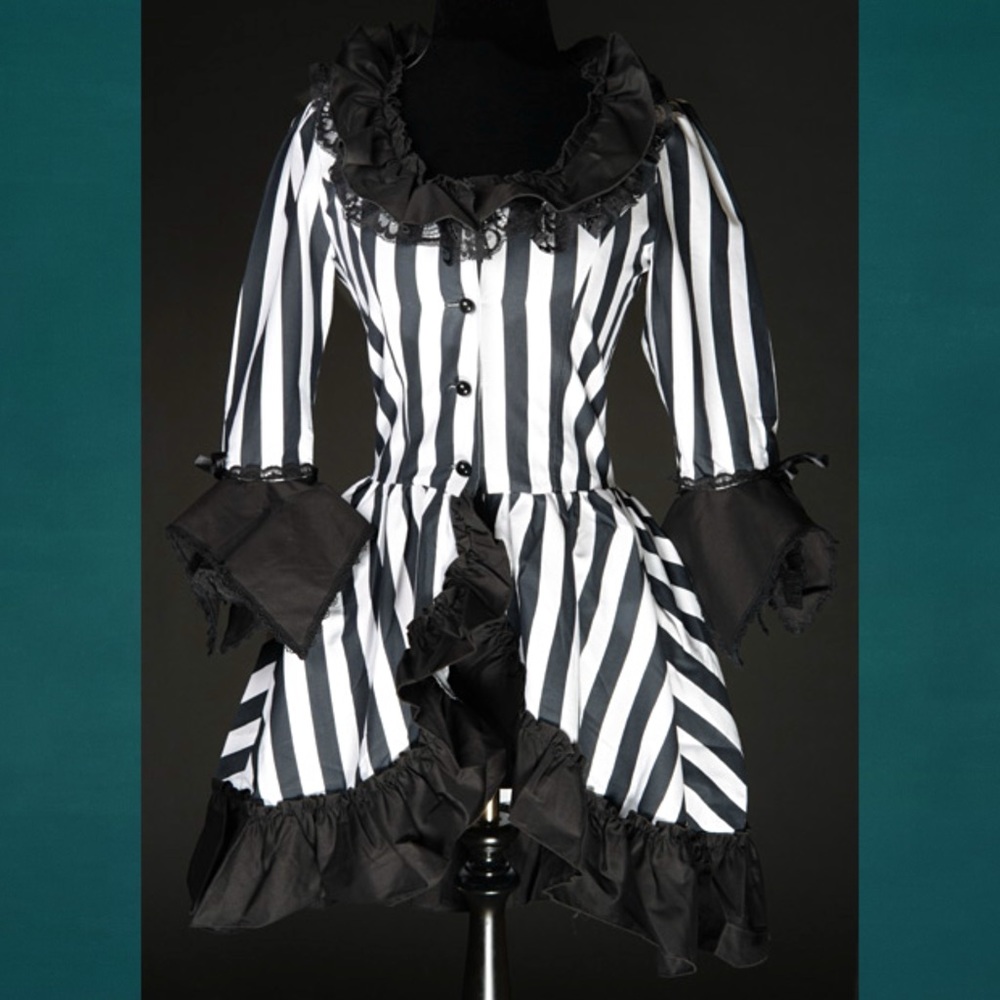 RARE!!! NWT Dracula Clothing Steampunk Striped Queen Dress Overcoat